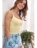 Ribbed top with straps, yellow MP32882 - Online store - Boutique